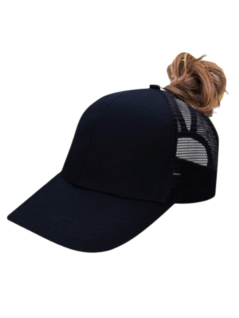 Messy Bun Black Cap